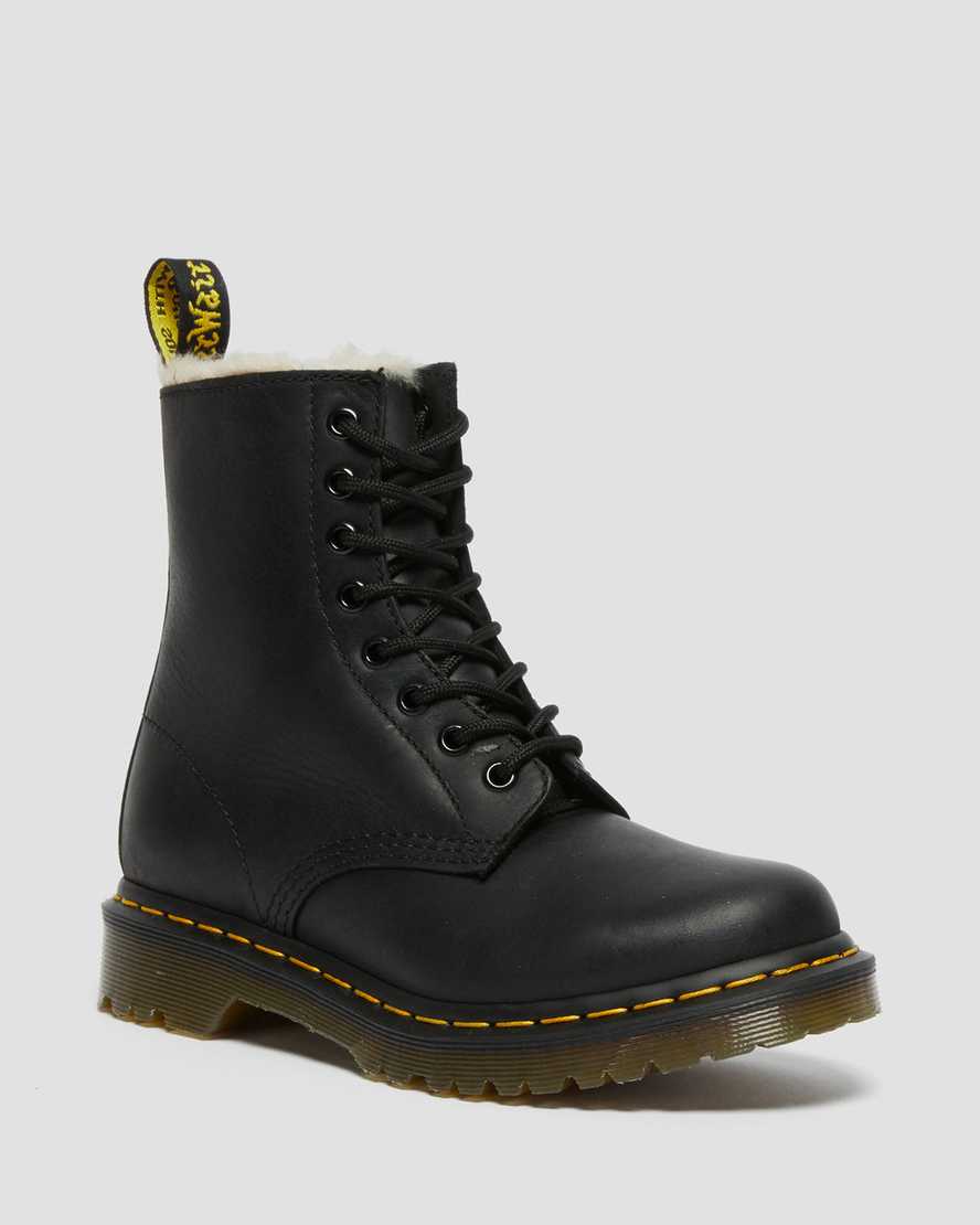 Dr. Martens 1460 Faux Fur Lined Naisten Nauhalliset Nilkkurit - Mustat Nilkkurit [483-HGZDMB]